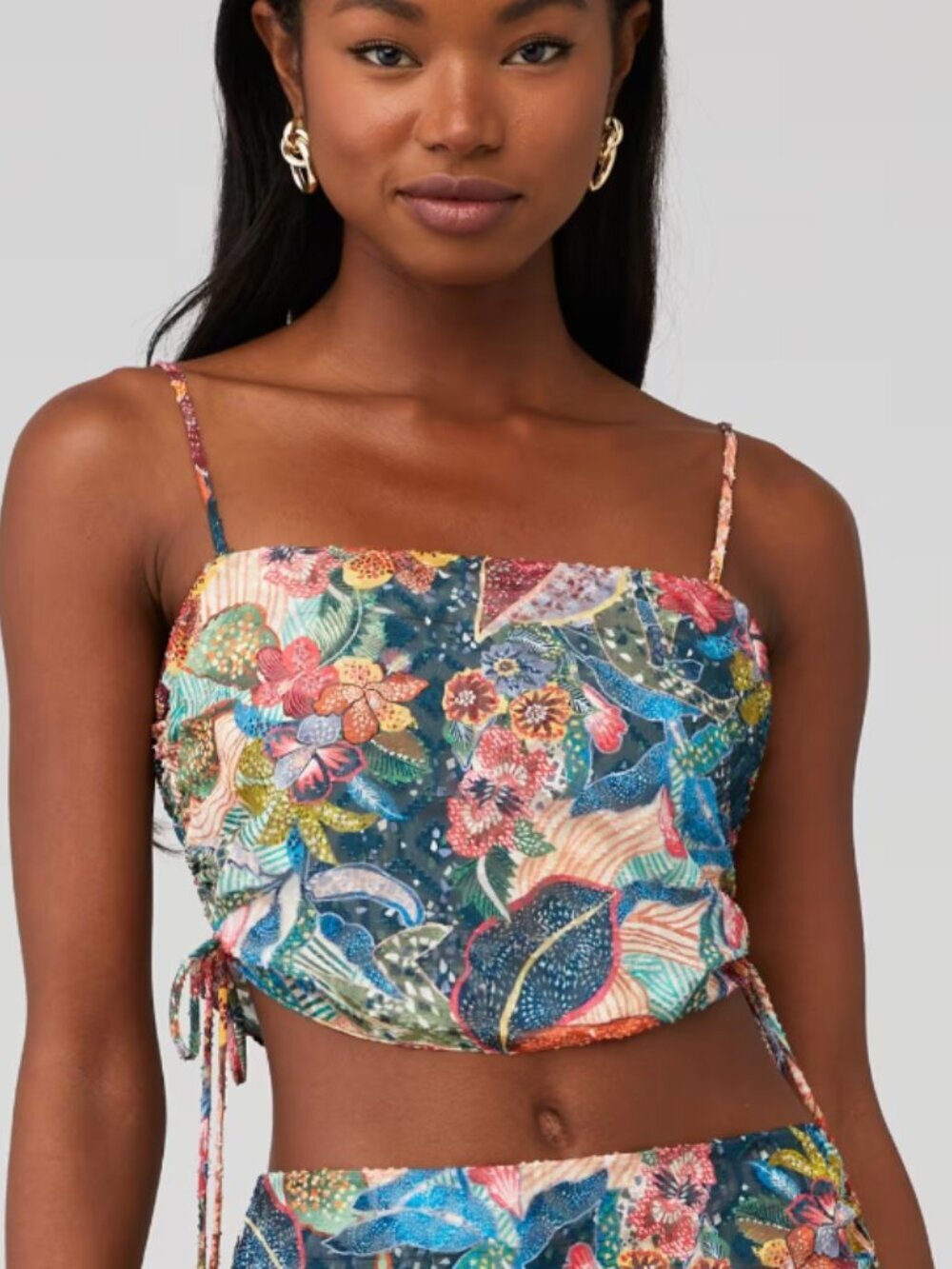 Amanda Uprichard NWOT Aviette Top Crop Blouse Seville Floral Abstract